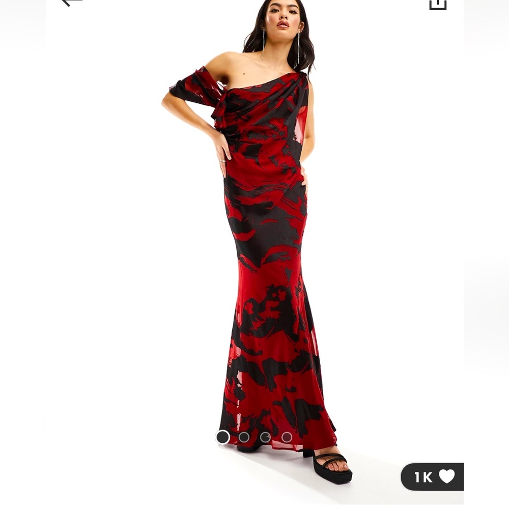 ASOS fallen shoulder draped maxi dress in floral burnout